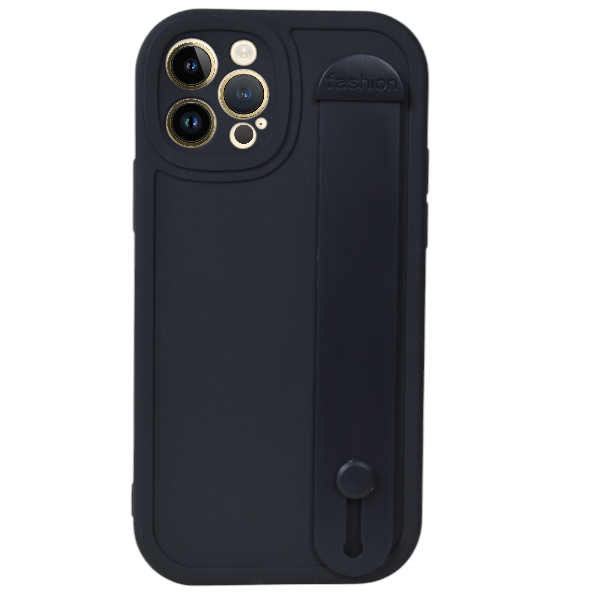 High Quality Solid Phone Case with Strap For iPhone 12 - Black