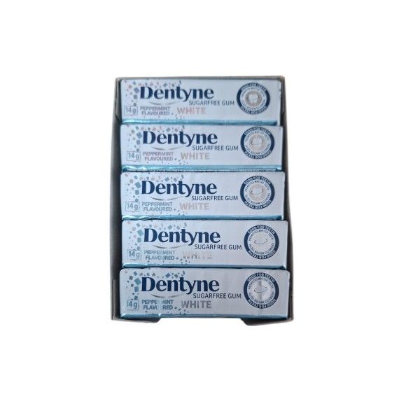 Dentyne Sugarfree Gum White Peppermint Flavour 14g -25 pack