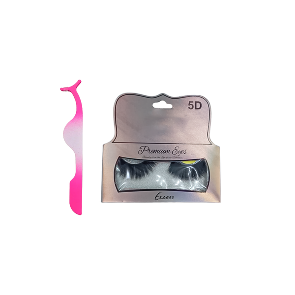 5D Excess #63 &amp; Eyelash Tweezers Eyelash Curler-Pink