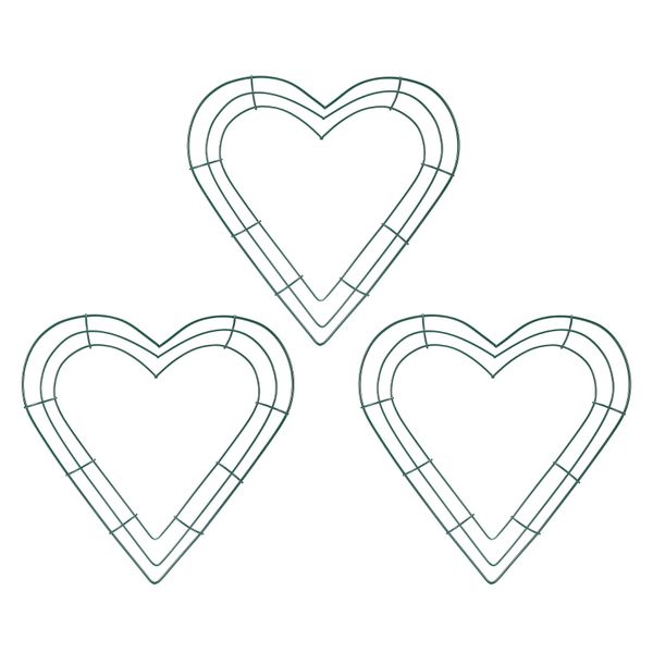 3 Pack Heart Metal Wreath 12 Inch Heart-Shaped Wire Wreath Frame for Home W