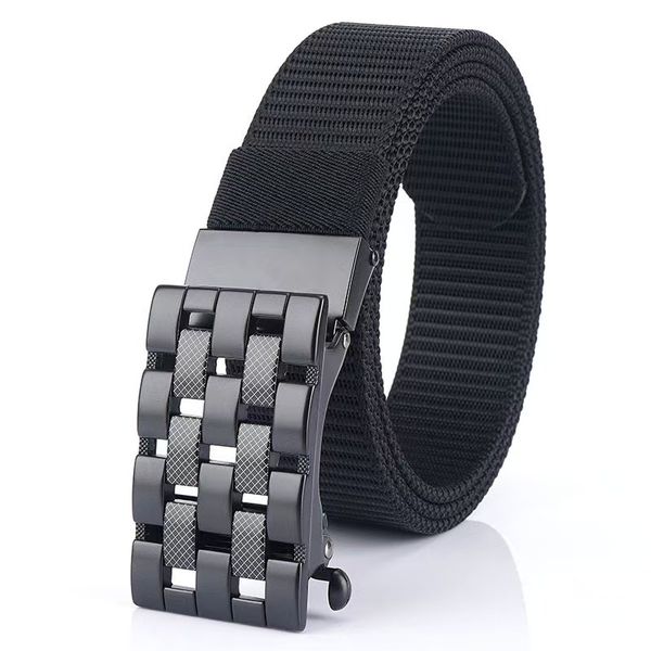 Men's Tactical Belt Automatic Buckle Belt with Toothless Buckle