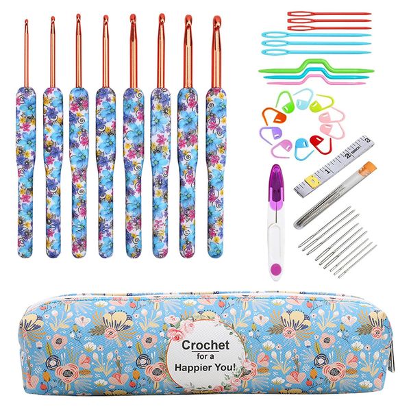 Craft Stationery Floral Crochet Hook Set with Accessories Jumbo Set of 61