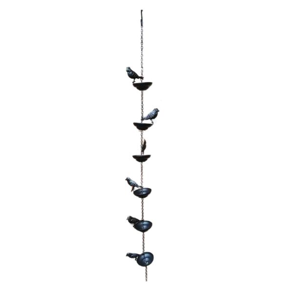 Decor Iron Bird-Shaped With Cup Rain Chain Wind Chime - 86cm