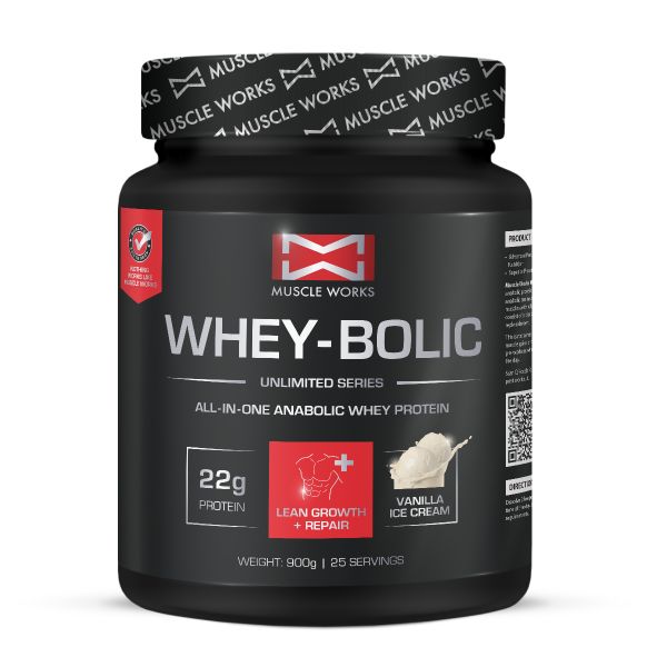 Muscle Works Whey-Bolic Protein 900g Vanilla Ice Cream