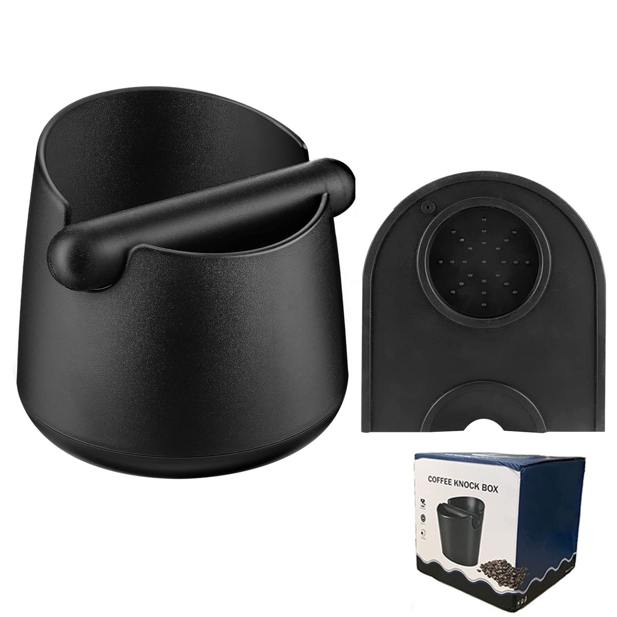 2Piece ABS Large Espresso Knock Box and Espresso Tamper Mat Set