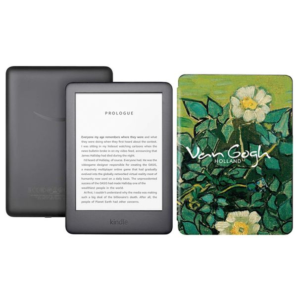 Kindle Touchscreen Wi-Fi With Built-in Light (With Ads) Van Gogh Bundle