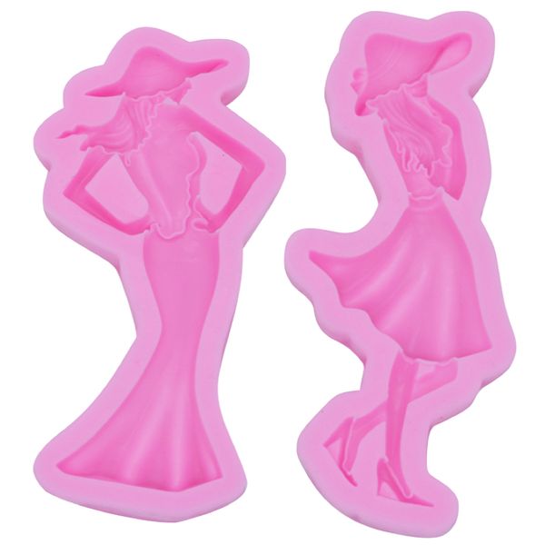 Kitchen Chocolate Silicone Shaping Mold Lady Dancing - Set of 2 (15cm)