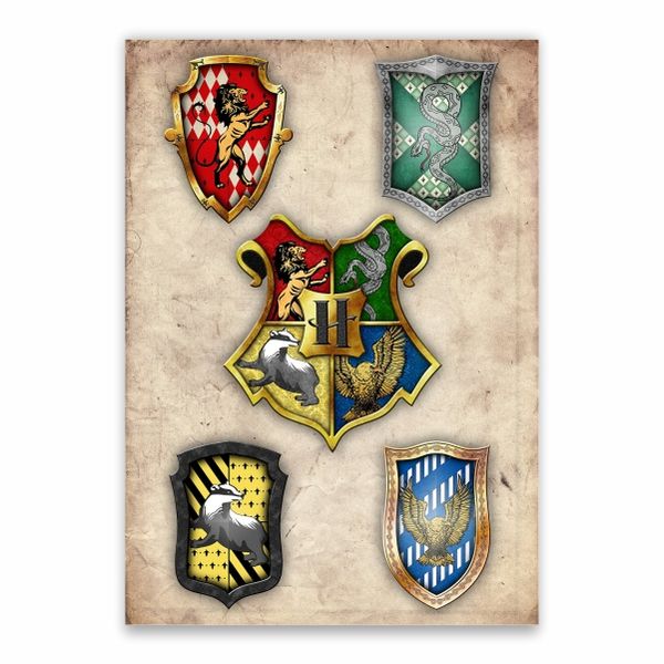 Hogwarts House Emblems Poster - A1