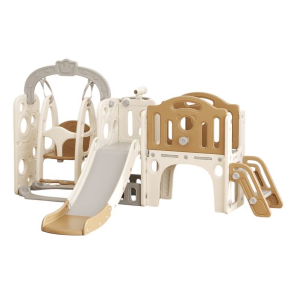 Elf Kids Slide Swing Playset with Rings &amp; Telescope Fully Elevated