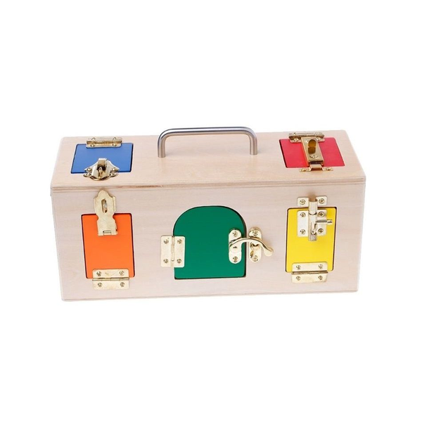 Wooden Montessori Lock Box Memory Board Game Toy