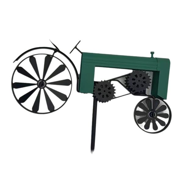 Garden Stake Turning Wheels Vintage Finish Tractor Wind Spinner Red