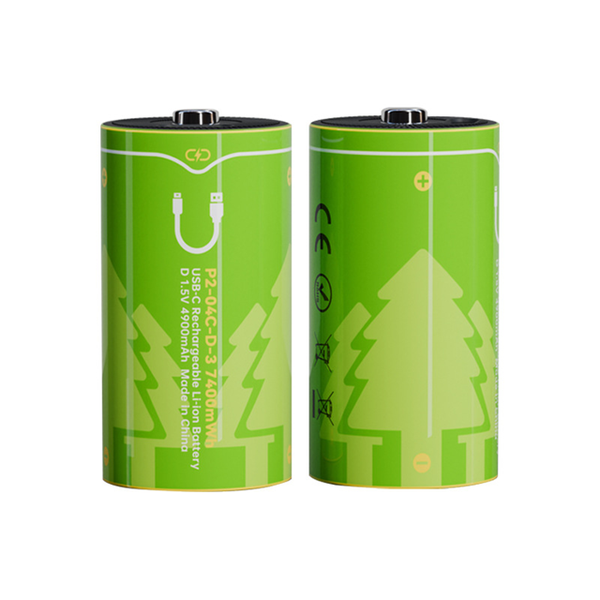 BESTON D Cell USB-C Rechargeable Lithium-ion Battery | 1.5V 4900mAh |2 Pack