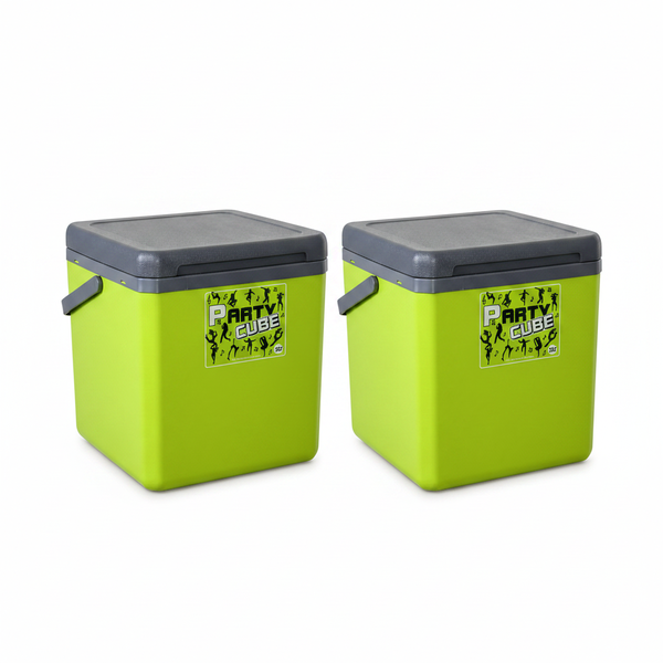 Lime 25l Party Cube Portable Cooler Box for Outdoor Events - 2 Pack