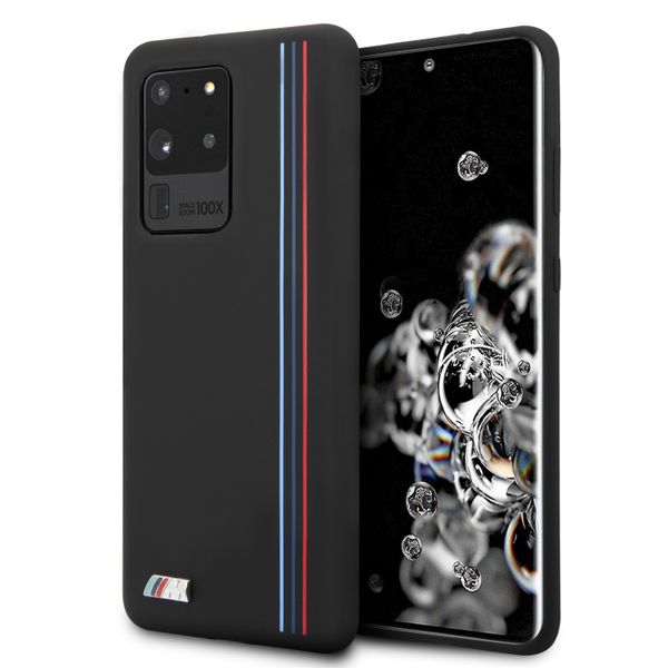 BMW - M Liquid Silicone Case Tricolor Samsung S20 Ultra Black