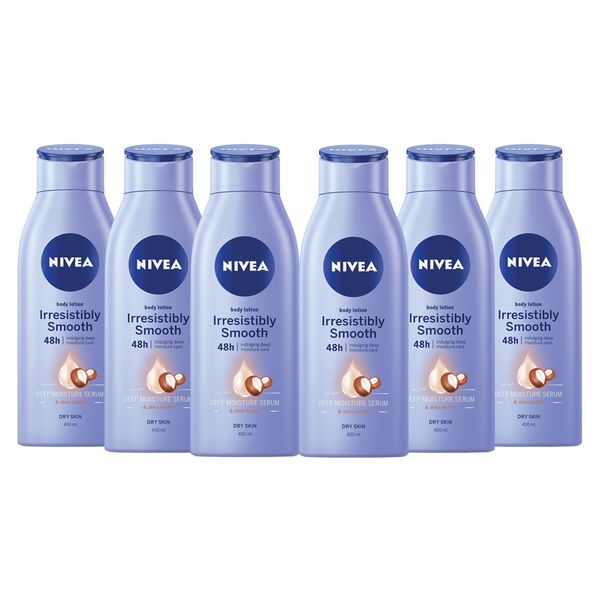 NIVEA Irresistibly Smooth Body Lotion with Deep Moisture Serum, 6x400ml