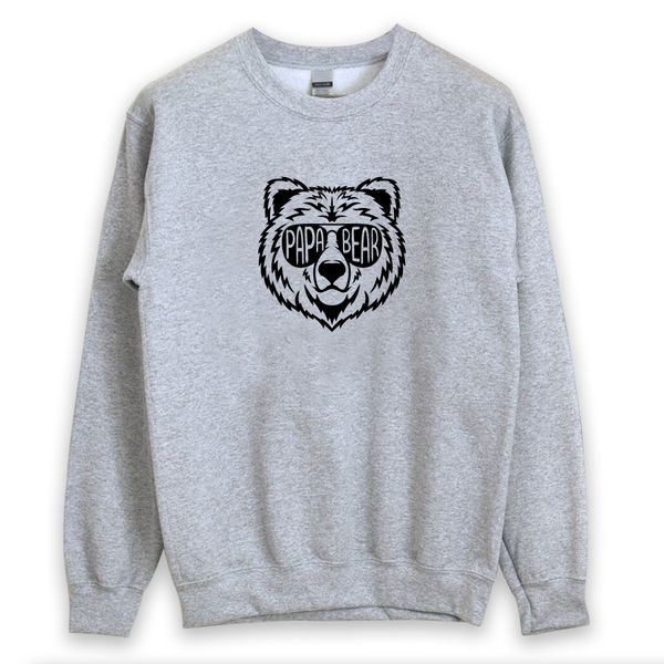 Men's Papa Bear Regular Fit Grey Sweater