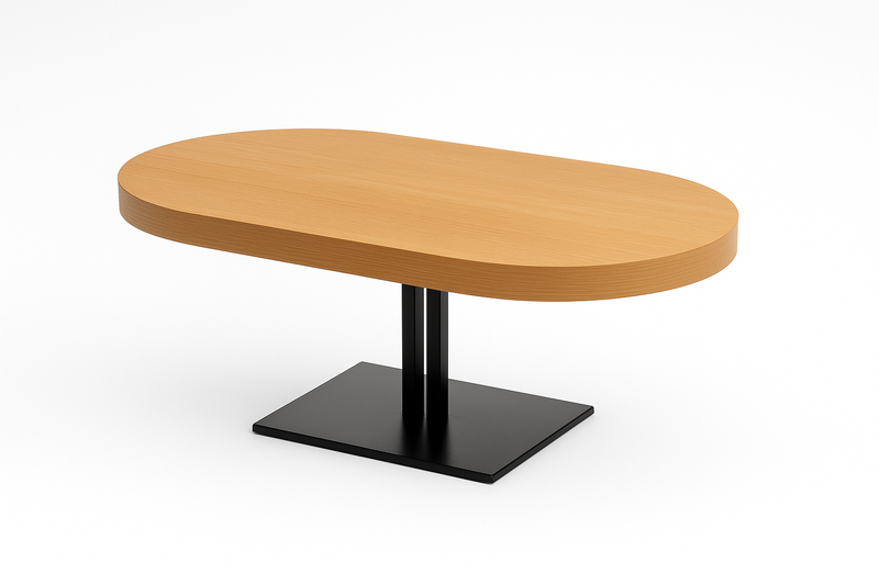 Coffee Table, Soft Oval Shape - Natural Oak Peen