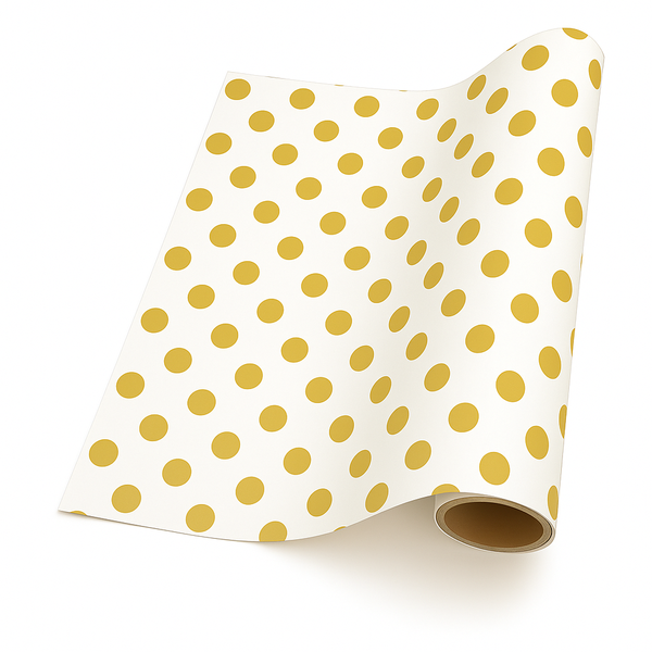 Gift Wrapping Paper 5m Roll - Gold on Pearl Stripe &amp; Dot