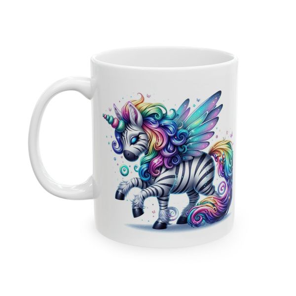Unicorn Mug - Winged unicorn with rainbow mane illustration