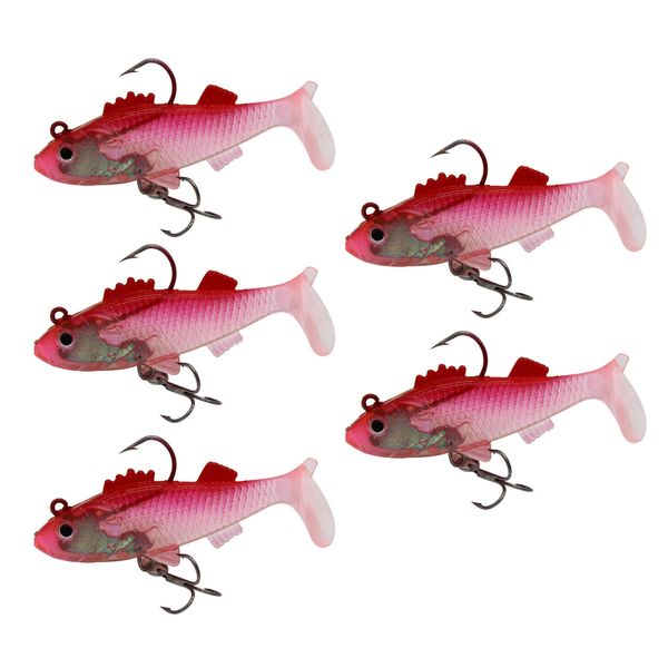 5-Pack Small Lead Head Jig Lures - Lifelike Paddle Tail Swimbait