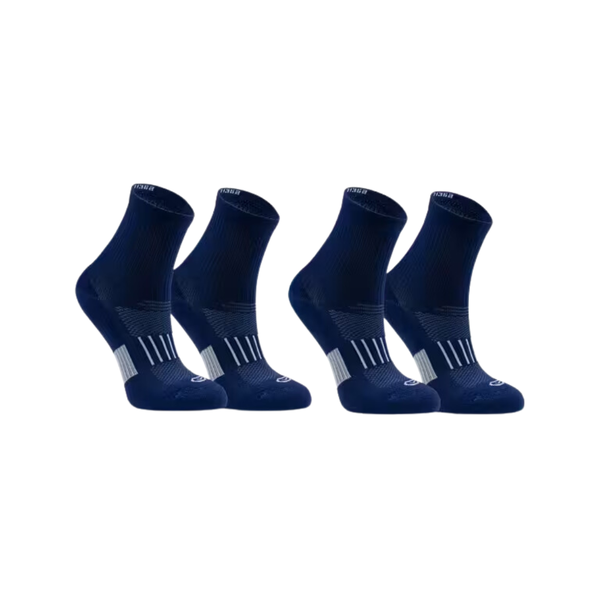 Kalenji 500 MID Kids' Running Socks 2-Pack - Navy Blue