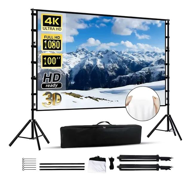 120-Inch Portable High-Brightness Retractable Projection Screen
