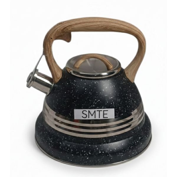SMTE - 3L Whistling Kettle, Stainless Steel Stovetop Teapot - Black
