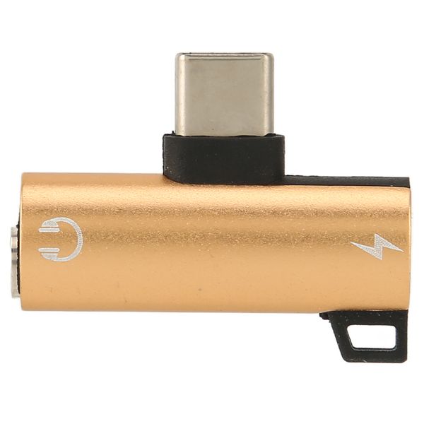 TypeC 2 in 1 Adapter for 3.5mm Headphone and PD Fast Charge Gold
