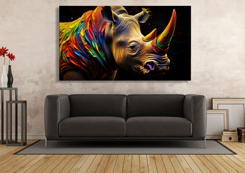 Canvas Wall Art - Rhino Profile Abstract - HC1086
