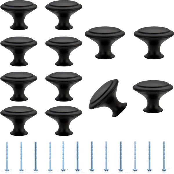 12Pcs 30mm Kitchen Cabinet Knobs Drawer Pulls with Installation Screws