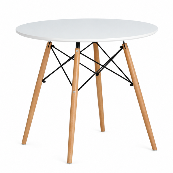 Modern 80cm Eiffel Dining Table - Black Top with Natural Wood Legs