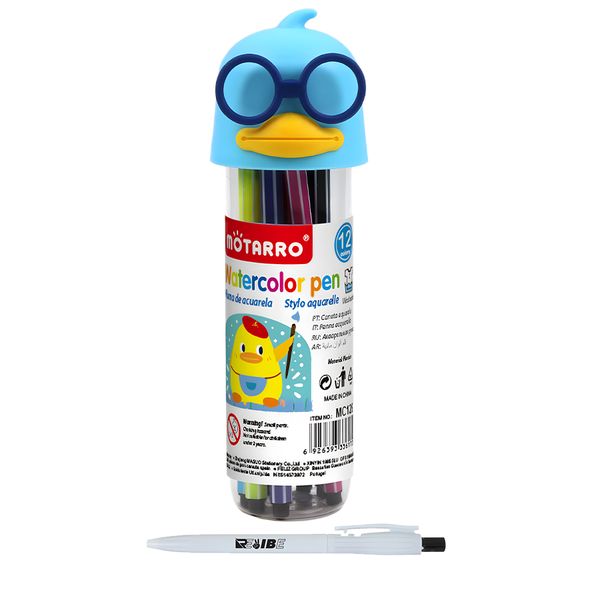 Assorted Duck Cap Colors 12 Colors Watercolor Pen Set With ReVibe Pen