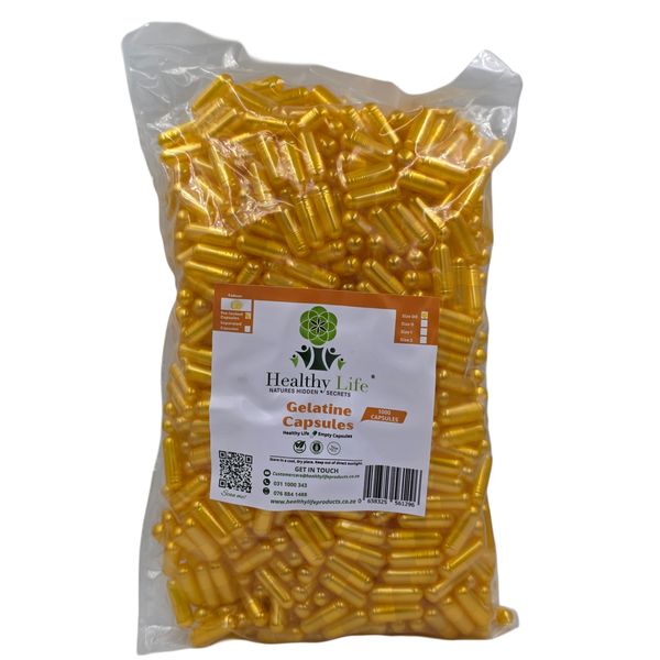 Healthy Life - Pearl Gold Empty GELATINE Capsules Size 00 - 1000 in a Pack