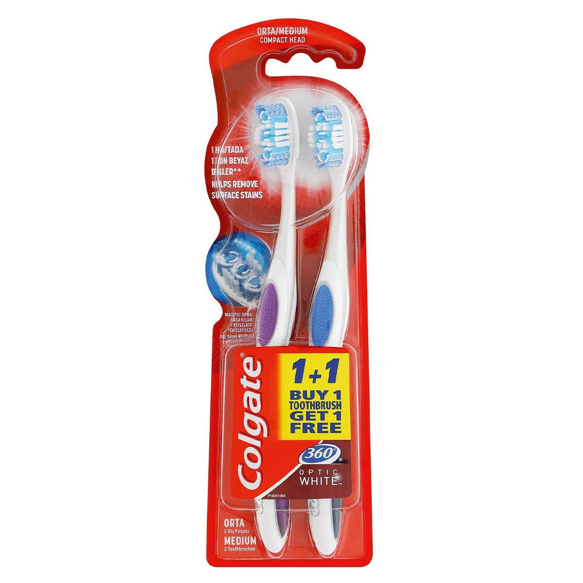 Colgate 360 Optic White Medium Toothbrush - 2 Pack | Shop Today. Get it ...