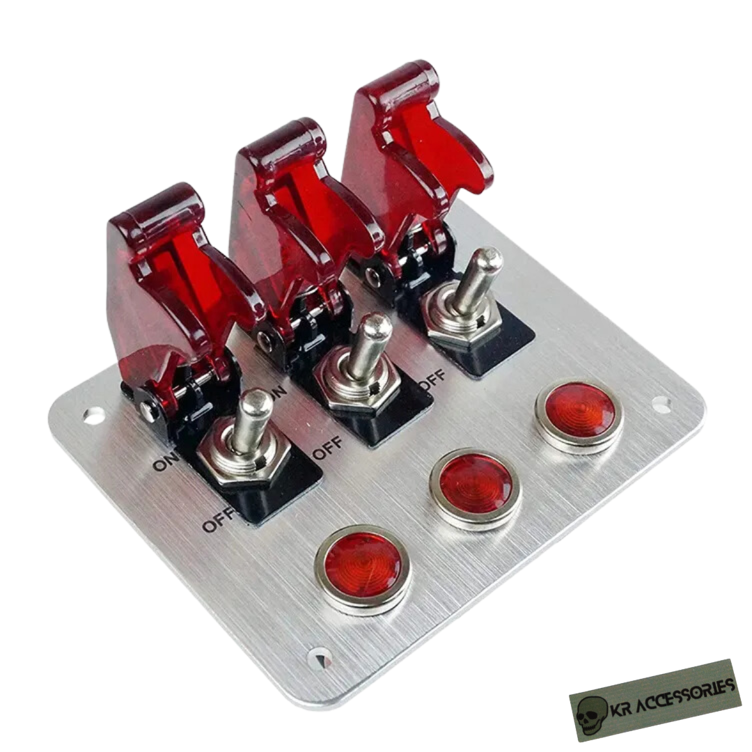 KR Automotive Toggle Switch Panel with Red Indicator Lights & Relay