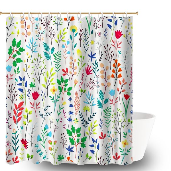 Shower Curtain, 180x180cm Farmhouse Leaf Pattern Bathroom Curtain for Tubs