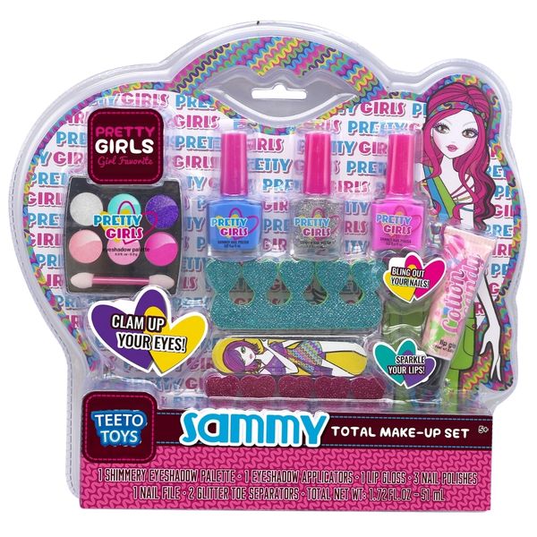 TEETO TOYS Total Makeup Playset - Beauty Toys for Girls - Nail Polish Pretend Play