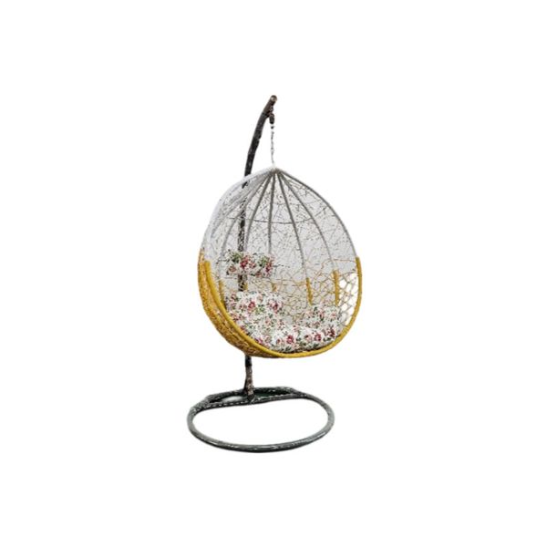 Yellow and White Outdoor/Indoor Double Swing Outdoor Hanging Chair