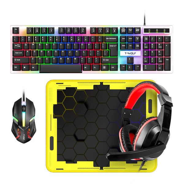 4 In 1 Gaming Keyboard &amp; Mouse &amp; Mouse Pad &amp; Headset Combo RGB Backlight
