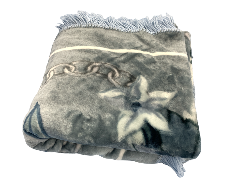 Azaz - Charlie 140X140cm Colorful Blanket Light Grey Flower