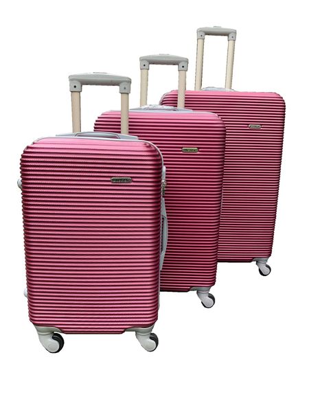 3 Piece Hard Outer Shell Protected Lightweight Luggage Bag Set - Plum