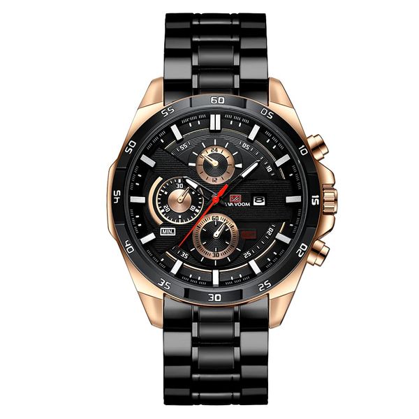 Men's Fashion Luxury Stainless Steel Strap Pointer Quartz Waterproof Watch