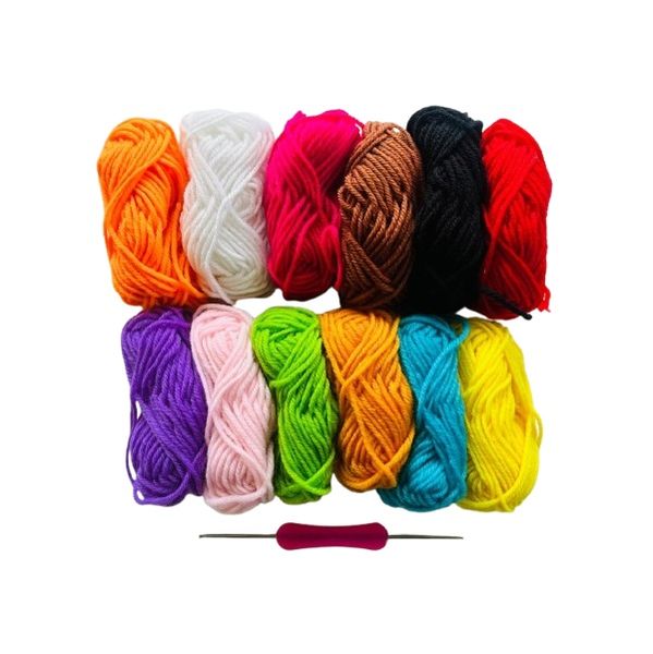Arts &amp; Crafts - DIY Crochet Kit - 12 Rolls &amp; Crochet Hook