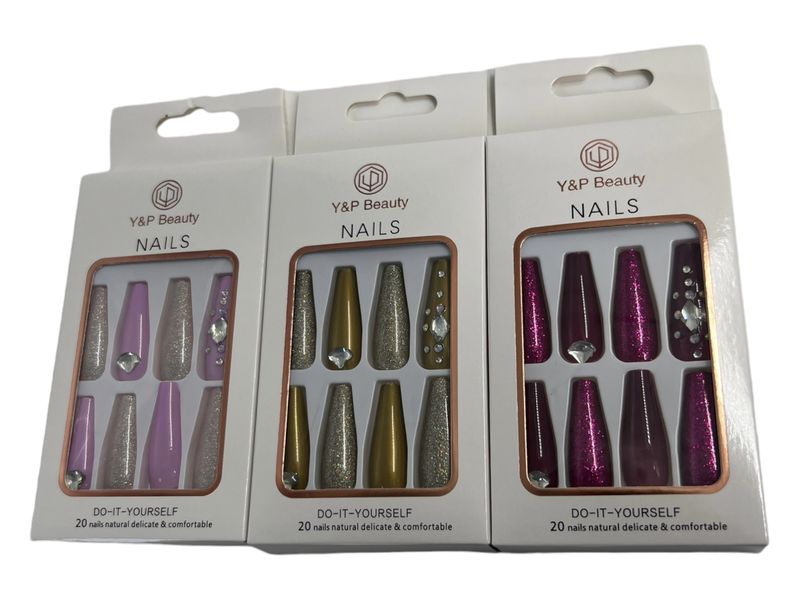 Diamond Glam Studded Press On Nails Set (3Piece)