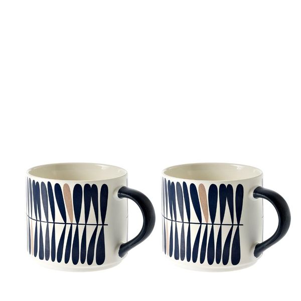George &amp; Mason - 60's Leaf Mug 2 Piece - 400ml