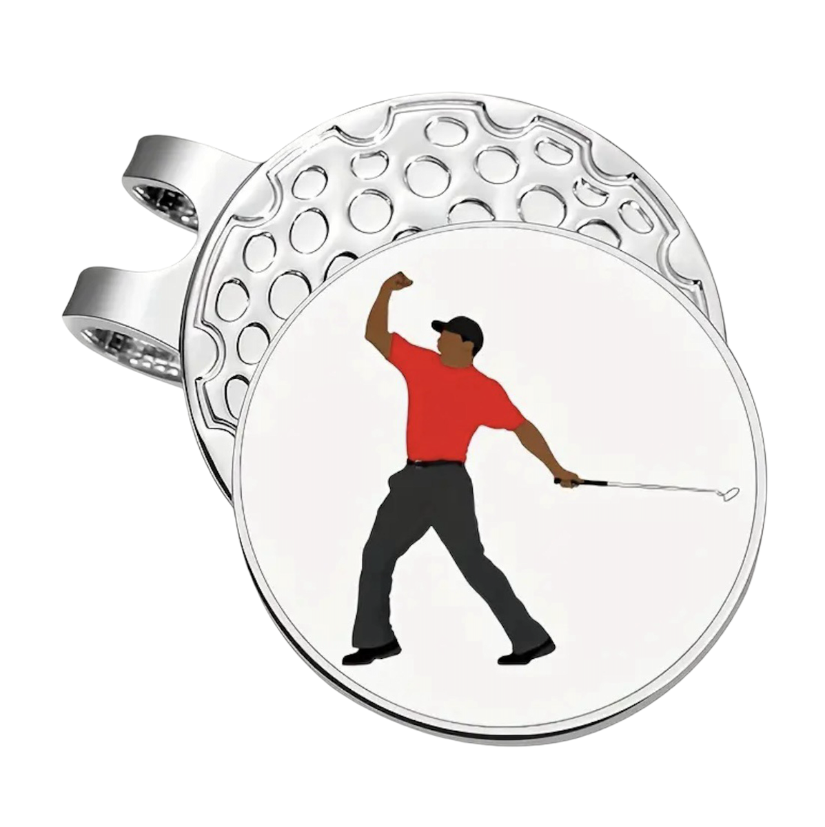 Golf Hat Clip with Removable Ball Marker - Fist-Pump Red-Shirt Guy