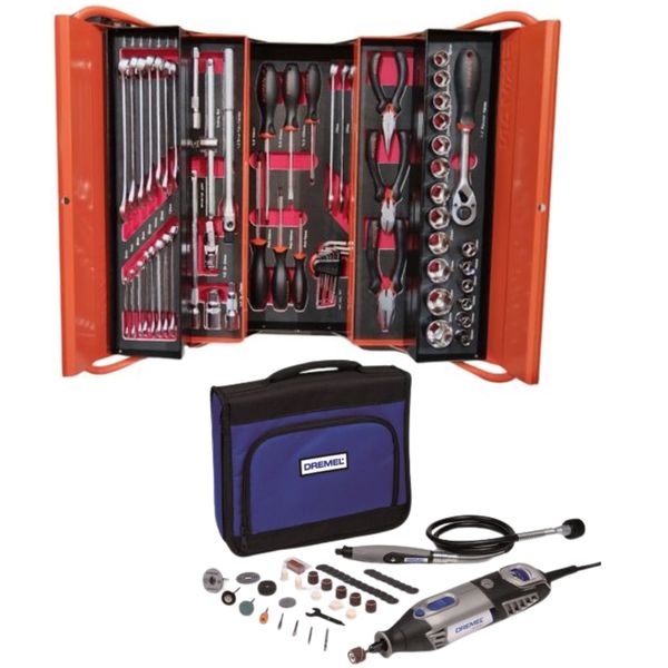 Fixman - 62 Piece Mechanic Tool Box and Dremel 4000 Multi-Tool