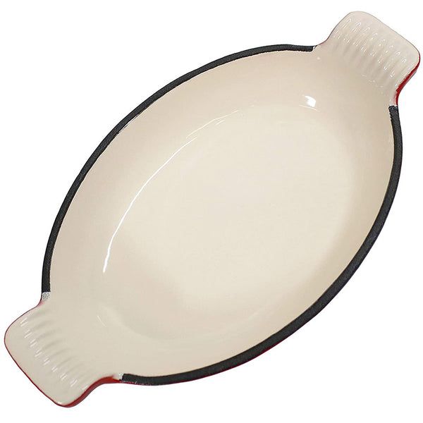 French Cast Iron Enamel Oval Baking Pan Lasagna Pan - Oven Glove