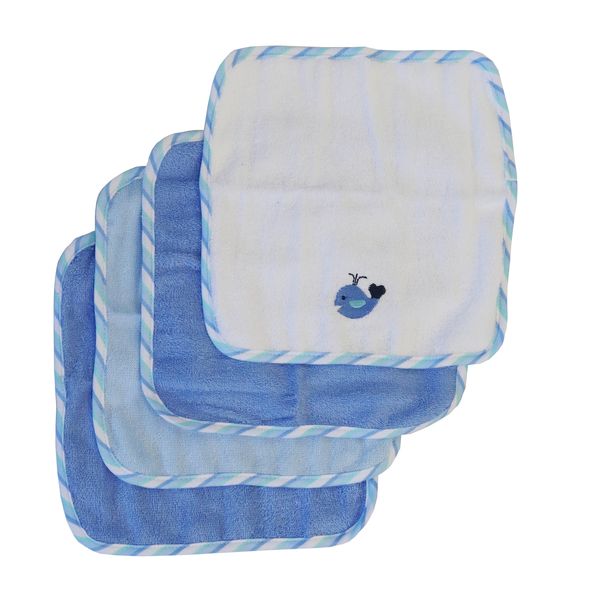 Snuggletime Deluxe Terry Washcloth - 4-Pack - Blue Whale