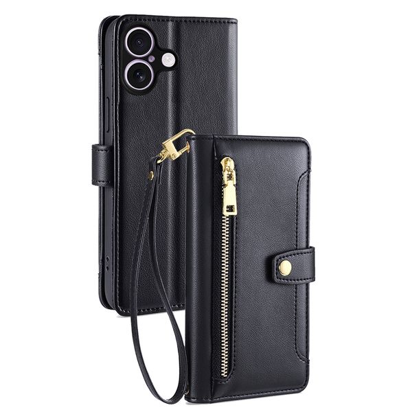 Zipper Wallet Leather Flip Cover Case Compatible With iPhone 13 Pro Max